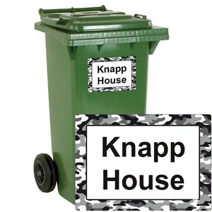 Pack of 4 Personalised White Camo Wheelie bin stickers, House Number and Street - Picture 1 of 9