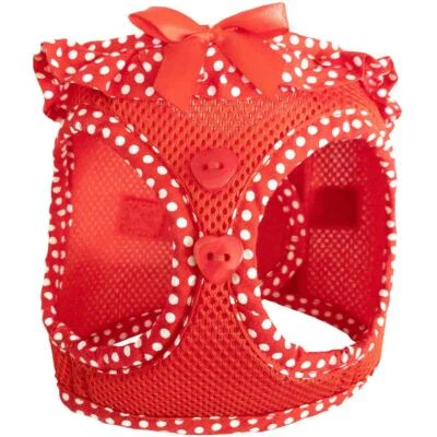 New American River Choke Free Dog Harness - Red Polka Dot Frill - Trachea Safe - Image 1 of 4