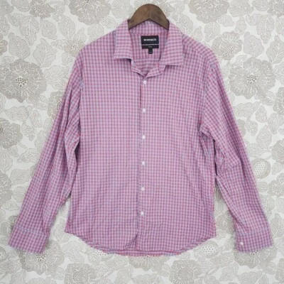 Bonobos 修身方格纽扣长袖男式衬衫 L 8835 — 第 1/4 张图片