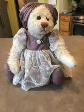 The Ganz Cottage 1999 Jointed Plush Bear Lilac and Lace 15" Tall by Lorraine
