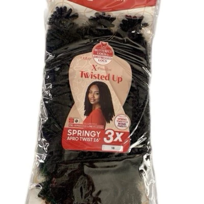 Outre Xpression 3X Twisted Up Springy Afro Twist Braids 1B- 16 inches  — 第 1/4 张图片