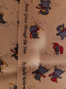 Fabric Aunt Grace "Through The Year" Judie Rothermel/Marcus/Blue & Red Snowmen  - Picture 1 of 2