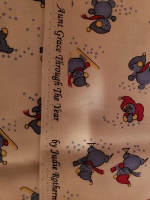 Fabric Aunt Grace "Through The Year" Judie Rothermel/Marcus/Blue & Red Snowmen  - Image 1 of 2