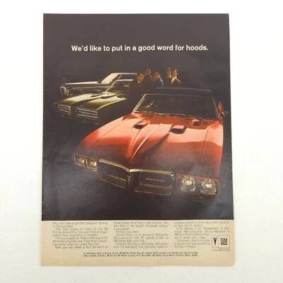 VTG 1969 Pontiac GTO Firebird Advertising Print Ad Promo Art Muscle Car Showroom - Image 1 of 4