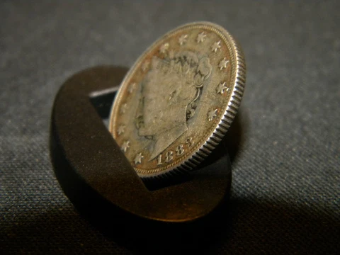 Reeded 1883 No Cents Liberty V Nickel with Gold Plating Remnants. Racketeer 5c Cover