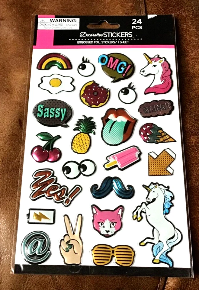 DECORATIVE EMBOSSED FOIL STICKERS NEW MILLENNIA 2000'S  * - Image 1 of 1