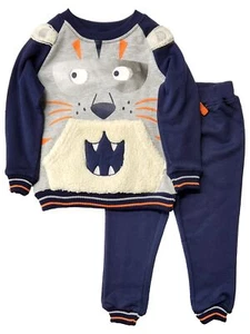 Toddler Boys Blue & Gray Long Sleeve Sweatshirt & Pant Outfit Set 2T - Picture 1 of 2