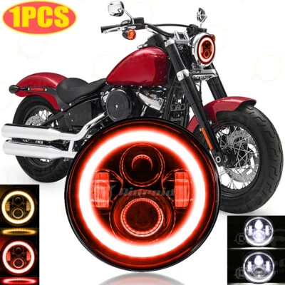 7" inch LED Headlight Halo HiLo Beam For Harley-Davidson Softail Springer FXSTS - Image 1 of 4