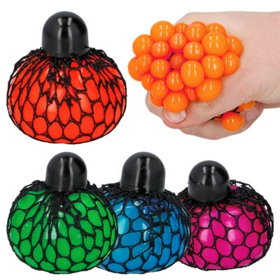 EDDY TOYS 4 x Quetschball im Netz Antistressball Antistress Ball Squeeze Knautschball