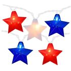 20Pcs 4th of July Decor Star Lights - 17Ft Red White 2 Pack Incandescent Bulbs