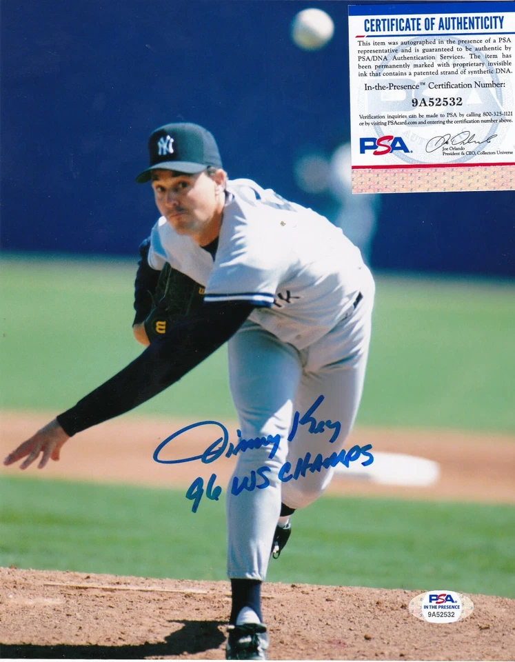 JIMMY KEY  NEW YORK YANKEES  96 WS CHAMPS  PSA AUTHENTICATED SIGNED 8x10 - Image 1 of 1