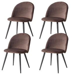 4x Sillas de comedor sillas de salón silla de cocina terciopelo acolchado Marrón - Imagen 1 de 11