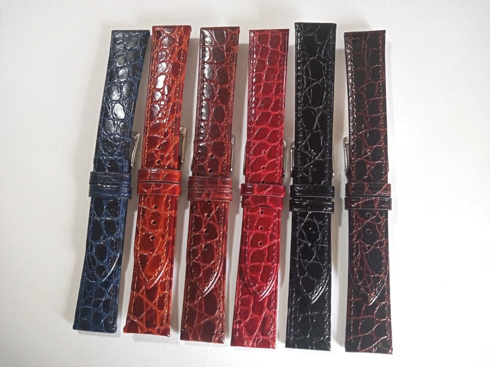 CINTURINO PELLE CUOIO STAMPATO COCCODRILLO EXTRA PIATTO 16 - 18 - 20 NUOVI - Immagine 1 di 1