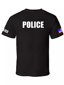 NEU MIT ETIKETT HERREN BEDRUCKT POLIZEI USA FLAGGE SICHERHEITSPERSONAL LUSTIG MASSGESCHNEIDERT HALLOWEEN T-SHIRT - Bild 1 von 12