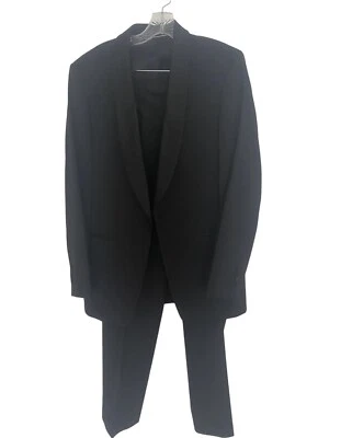 Wilvorst Classic Black Wool Full Tuxedo With Cummerbund And Bow tie 34x34 - Image 1 of 4