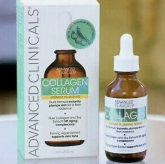 ADVANCED CLINICALS COLLAGEN SERUM INSTANT PLUMPING w/ANTI-WRINKLE SOY EXTRACT. - Image 1 of 3