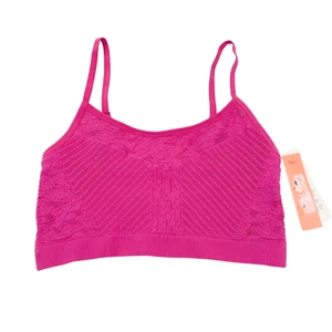 Colsie Womens Juniors Size L Scoop Neck Crochet Bralette Pink - Picture 1 of 8