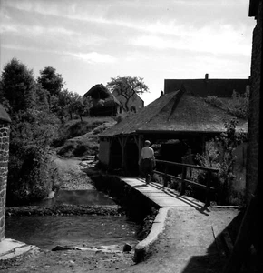 Homme de dos lavoir paysage - ancien négatif photo an. 1950 - Picture 1 of 1