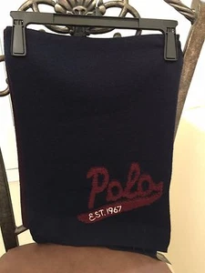 RALPH LAUREN Scarf Men 100% Merino Wool Classic Polo Blue 12x68" Authentic NEW - Picture 1 of 6