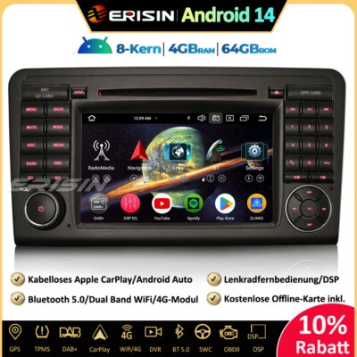 8-Kern DAB+Android 14 Autoradio Für Mercedes ML/GL Klasse W164 X164 CarPlay Navi - Bild 1 von 4