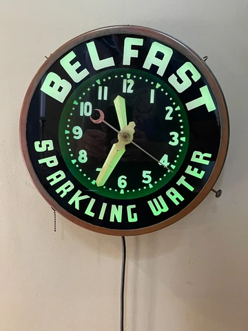 Vintage Neon Clock GLO-DIAL BELFAST Original Cover