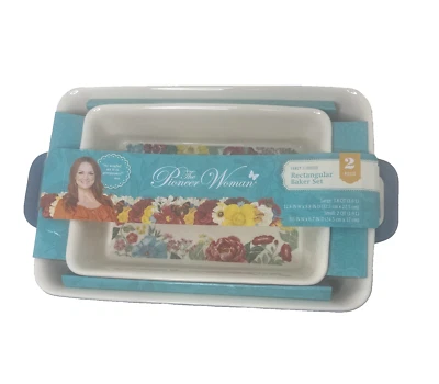 Pioneer Woman Rechteckig Bäcker 2 Stück Set Glas Backformen - Bild 1 von 4