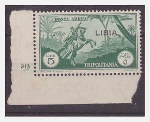 LIBIA 1940 - POSTA AEREA 5 LIRE NUOVO ** NUMERO DI TAVOLA - Imagen 1 de 1