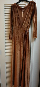 Baltic Born Women's Maxi Wrap Dress Meghan Velvet Rust Size Large - NWT - Picture 1 of 7