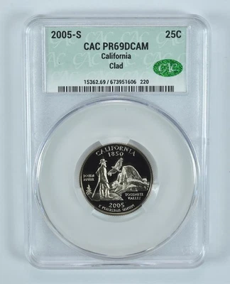 2005-S Washington State Quarter California CLAD PR69 DCAM CAC CACg *6259 - Image 1 of 4