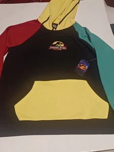 Jurassic Park World Dominion Hoodie MenBlack Red Green Yellow XL Kangaroo Pocket - Picture 1 of 12