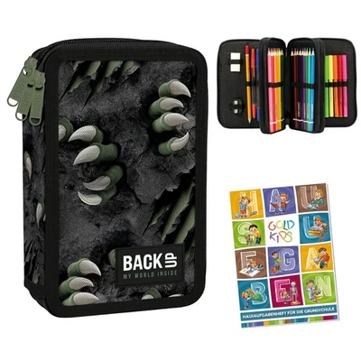 MARKENLOS Goldkids - Federmäppchen 3 Fächer - Mäppchen für Jungen - Federmappe 3-Fach