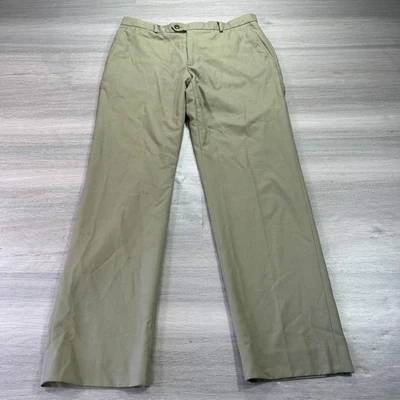 Pantalones de vestir Joseph & Feiss para hombre 34x32 caqui calce clásico frente plano mezcla de lana Foto 1 de 4