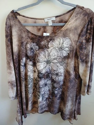 Новый с ярлыками Y2K Dressbarn женщин Sz XL P Топ Artsy Fairicore прихоть - Изображение 1 из 4