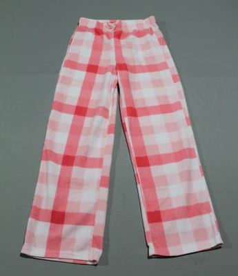 Eddie Bauer Pajama Pants Girl's Large 14-16 Pink White Plaid Pull On Fleece - Image 1 of 4