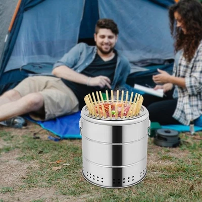 Parrilla de barril de carbón portátil sin humo de acero inoxidable con 30 pinchos Foto 1 de 4