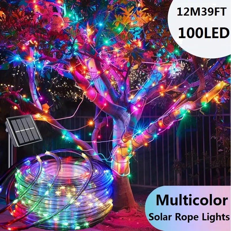 Outdoor Solar String Lights 100 LED Rope Lights PCV For Garden Fence Patio Yard - Image 1 of 4