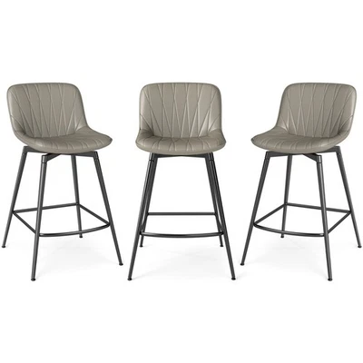 Kitchen Upholstered Bar Stools Set of 3 Swivel Counter Height Bar Chairs, 30" - Image 1 of 4