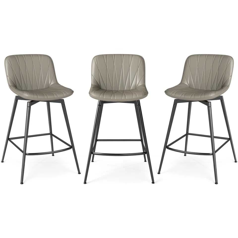 Kitchen Upholstered Bar Stools Set of 3 Swivel Counter Height Bar Chairs, 30" - Image 1 of 4