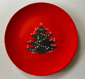 Red Christmas Tree 12” Serving Plate Waechtersbach Style No Markings - Picture 1 of 5