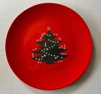 Red Christmas Tree 12” Serving Plate Waechtersbach Style No Markings - Image 1 of 4