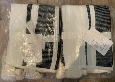 Almohada Pottery Barn Mesa Borla Rayas ESTÁNDAR Falsa Rayas Negras Granja NUEVO Foto 1 de 3