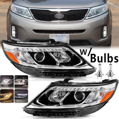 Пара галогенных фар для 2014 2015 Kia Sorento LX левая правая со светодиодными дневными ходовыми огнями и лампой - Изображение 1 из 4