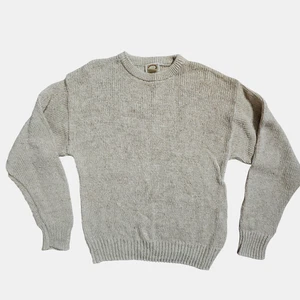 Vintage 80s Banana Republic Mens Crew Neck Pullover Knit Sweater L Beige Cotton - Picture 1 of 8