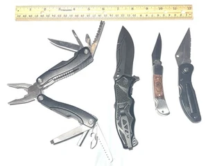 Lot Of 3 Knives And 1 Multi-tool/sheath Sold As Is See Pics For Condition Lot#22 - Picture 1 of 4