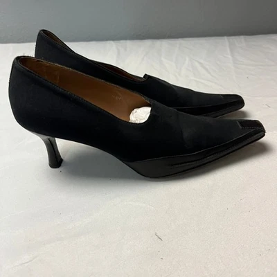 Donald Pliner 黑色尖头中跟高跟鞋经典鸡尾酒鞋 9.5 米 — 第 1/4 张图片