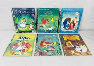 VTG 6pc Little Golden Books Walt Disney Princesses Alice Ariel Bella 1951- 1993 - Picture 1 of 10