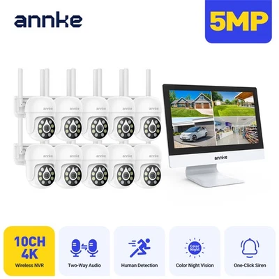 Sistema de cámara de seguridad a color inalámbrico ANNKE 5MP PT 10 CANALES 4K 12"" NVR audio bidireccional Foto 1 de 4