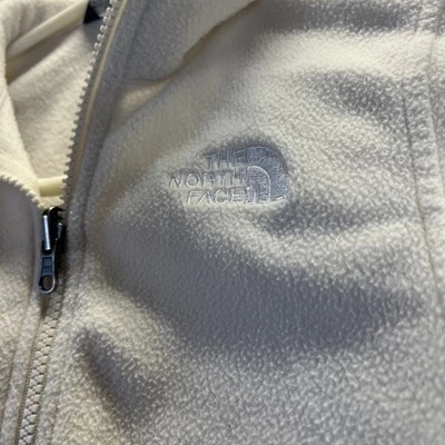 Jaqueta The North Face Juventude Pequena Branca Manga Longa Zíper Completo Logotipo Decote Simulado Meninas - Imagem 1 de 4