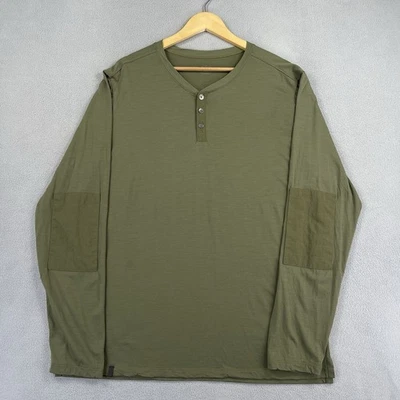 Camisa QOR Para Hombres XL Verde Henley Manga Larga Sólida Lana Merino Capa Base Informal Foto 1 de 4