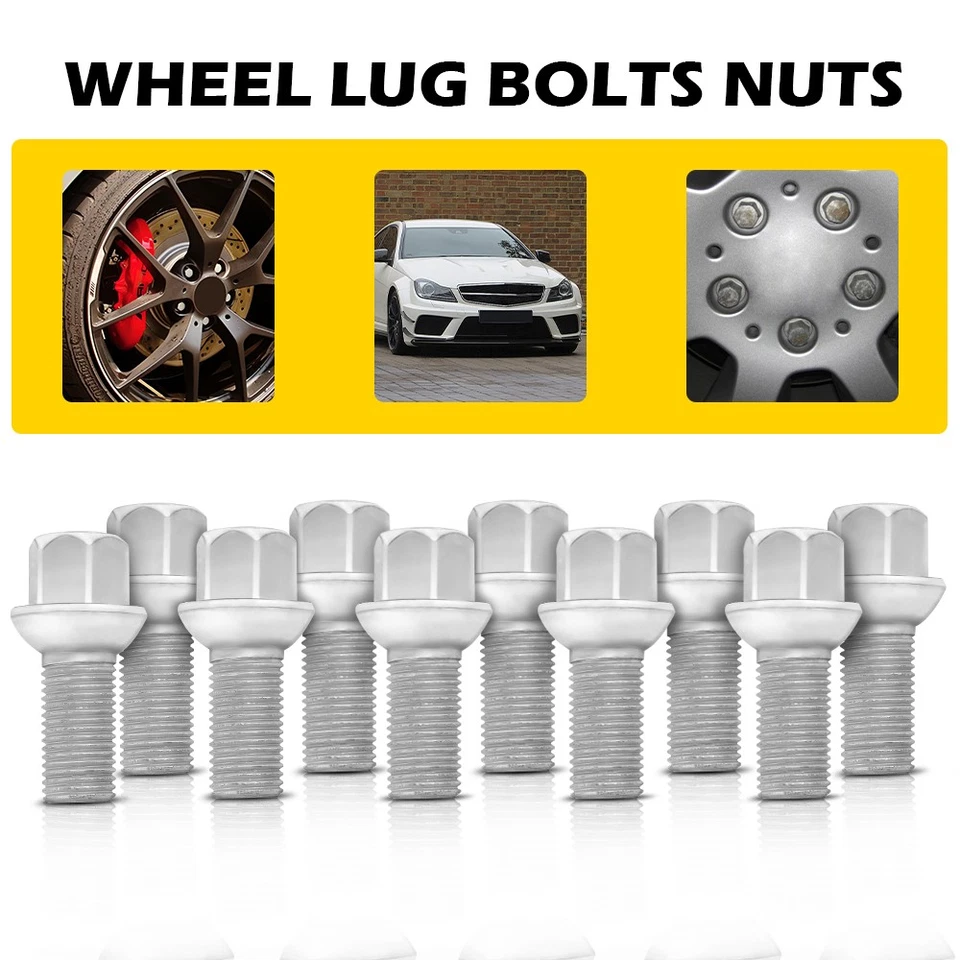 10 piezas tuercas pernos de rueda 0009904907 para Mercedes Benz SL550 CLS550 C250 C350 Foto 1 de 4